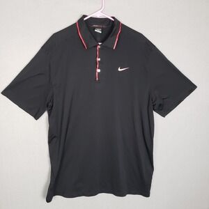 Nike Tiger Woods Collection Polo Shirt Black Silver Swoosh Logo Golf Size XXL